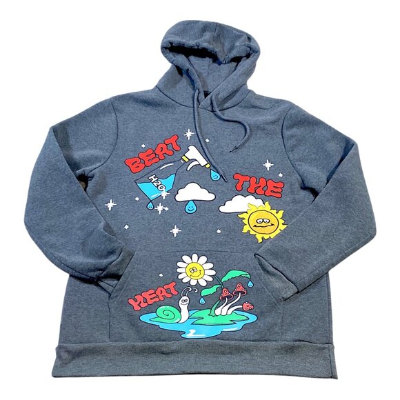 Riot Empire Hoodie Mens S Gray Graphic Pullover Psychedelic Mushroom Skater Y2K - Picture 1 of 15